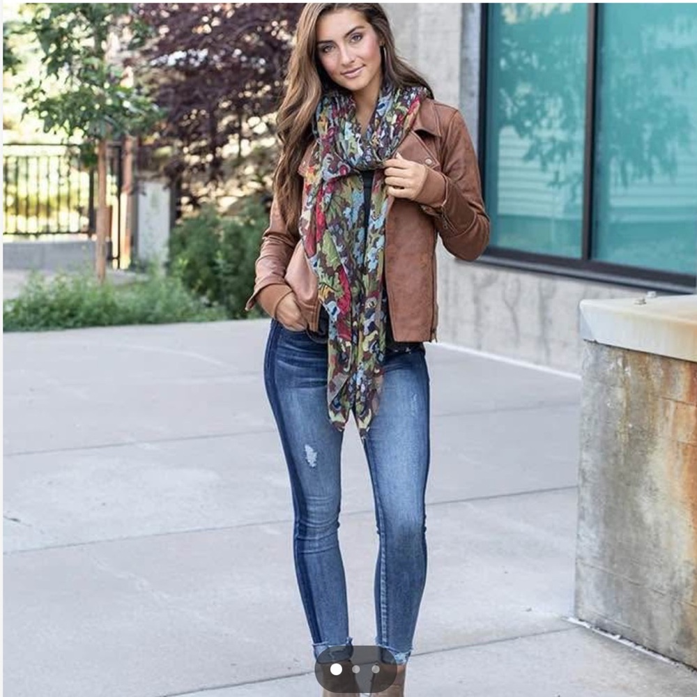 Grace & Lace Tan Leather-look Moto Jacket